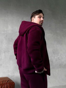 Чоловічий Базовий Теплий Бордо Спортивний Костюм з Начосом на Блискавці (Зіпка + Штани)  Kos28  S фото
