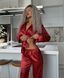 Жіноча піжама червона сатинова комплект сорочка S&ndash;XXXL 1931 фото 1