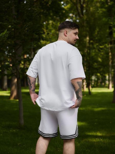 Літній білий чоловічий комплект футболка oversize та шорти бавовна k26_S фото