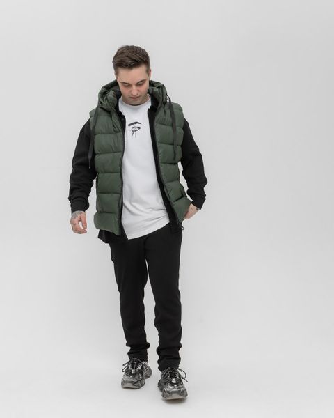 Мужская жилетка S&ndash;XL с капюшоном зеленый Jl6_S фото